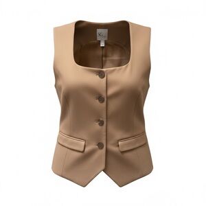 Susan Graver Camel Tan Sleeveless Tailored Vest